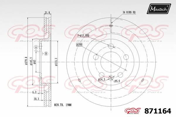 Disque de frein MAXTECH 871164