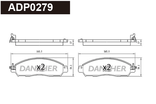 Kit de plaquettes de frein, frein à disque DANAHER ADP0279