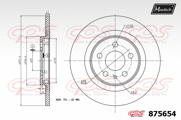 Disque de frein MAXTECH 875654