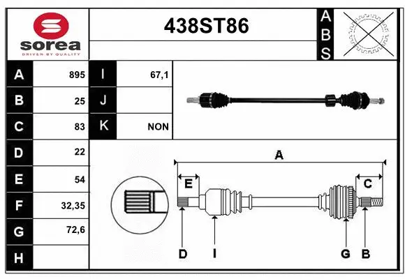 Arbre de transmission STARTCAR 438ST86