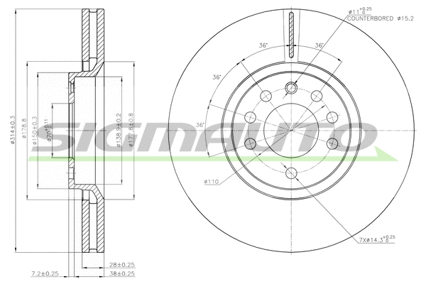 Disque de frein SIGMAUTO DBB237V