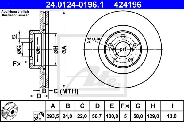 Disque de frein ATE-APAC 24.0124-0196.1