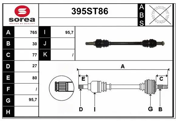 Arbre de transmission STARTCAR 395ST86