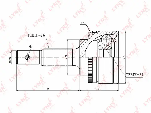 Jeu de joints, arbre de transmission LYNXAUTO CO-7504A