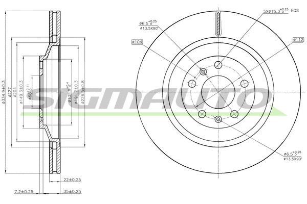 Disque de frein SIGMAUTO DBB935V