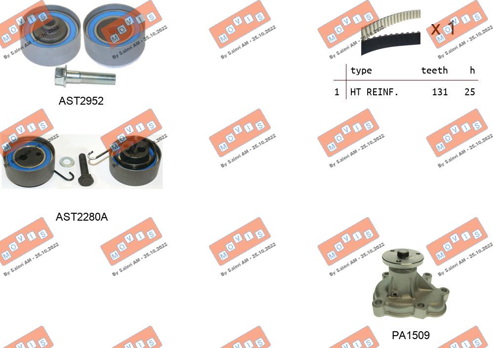 Pompe à eau + kit de courroie crantée MOVIS ASTK0868APA