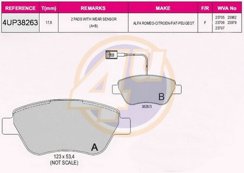 Kit de plaquettes de frein, frein à disque 4u 4UP38263
