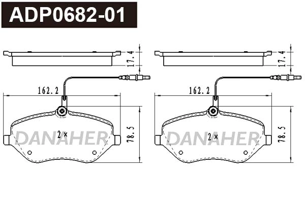 Kit de plaquettes de frein, frein à disque DANAHER ADP0682-01
