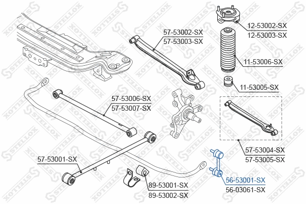 Entretoise/tige, stabilisateur STELLOX 56-53001-SX
