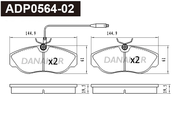 Kit de plaquettes de frein, frein à disque DANAHER ADP0564-02