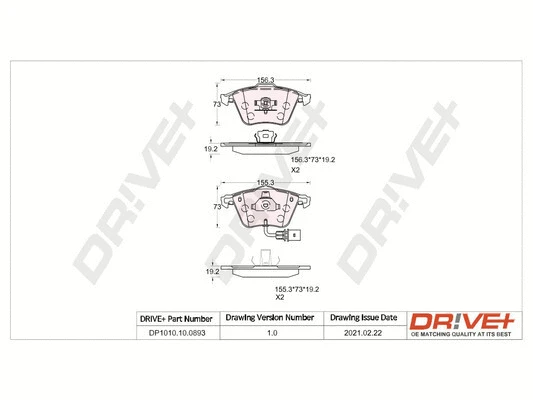 Kit de plaquettes de frein, frein à disque Dr!ve+ DP1010.10.0893