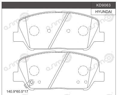 Kit de plaquettes de frein, frein à disque ASIMCO KD9063