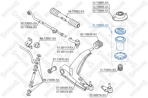 Bouchon de protection/soufflet, amortisseur STELLOX 11-73008-SX