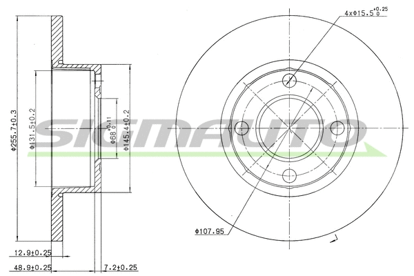 Disque de frein SIGMAUTO DBA318S