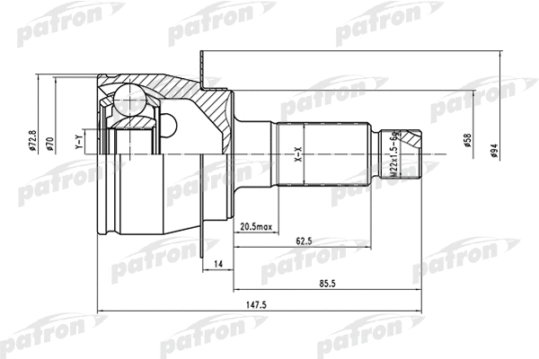 Jeu de joints, arbre de transmission PATRON PCV1558