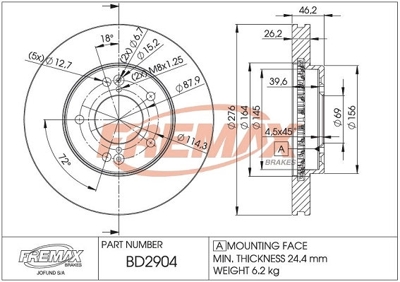 Disque de frein FREMAX BD-2904
