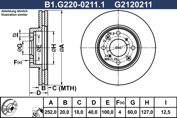 Disque de frein GALFER B1.G220-0211.1