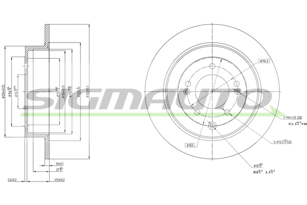 Disque de frein SIGMAUTO DBC772S