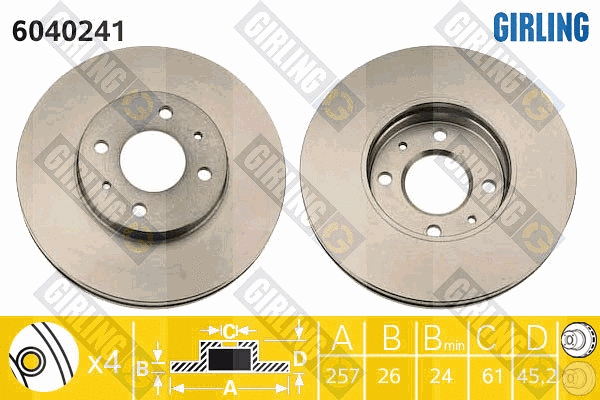 Disque de frein GIRLING 6040241