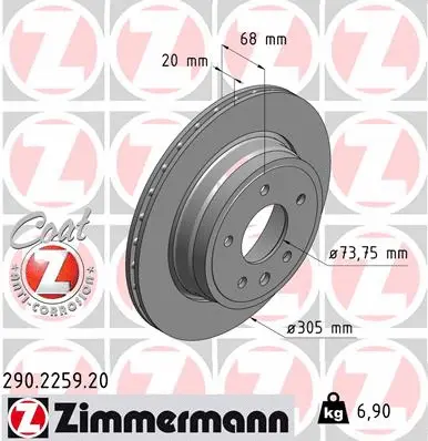 Disque de frein ZIMMERMANN 290.2259.20