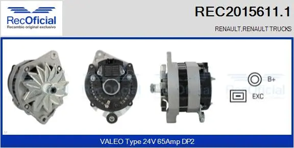 Alternateur RECOFICIAL REC2015611.1