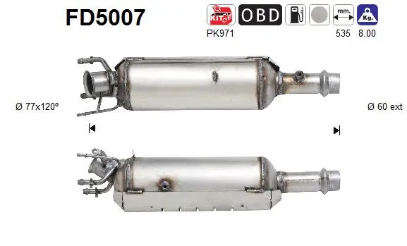 Filtre à particules / à suie, échappement AS FD5007