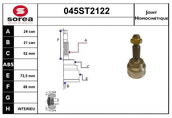 Jeu de joints, arbre de transmission STARTCAR 045ST2122
