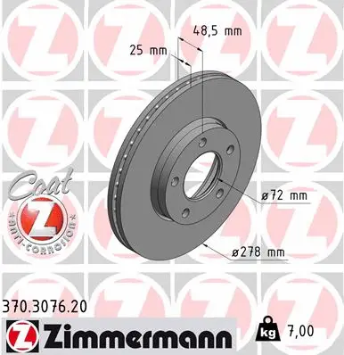 Disque de frein ZIMMERMANN 370.3076.20
