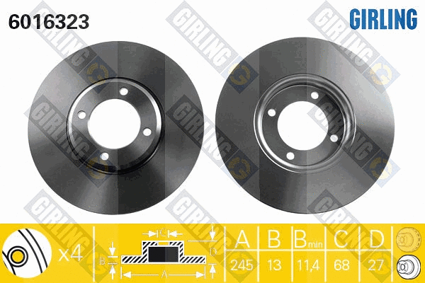 Disque de frein GIRLING 6016323