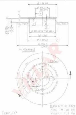 Disque de frein VILLAR 628.0152