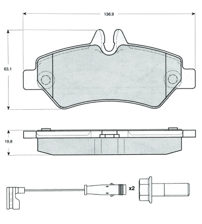 Kit de plaquettes de frein, frein à disque MTR MT493