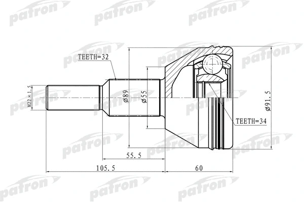Jeu de joints, arbre de transmission PATRON PCV6908