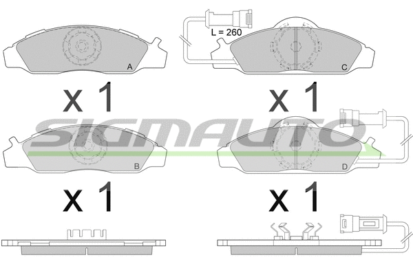 Kit de plaquettes de frein, frein à disque SIGMAUTO SPA955