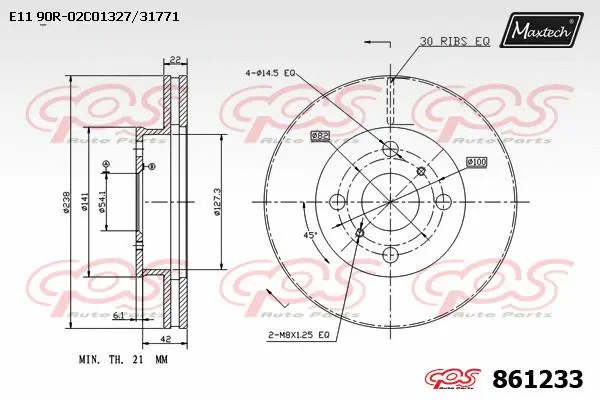 Disque de frein MAXTECH 861233