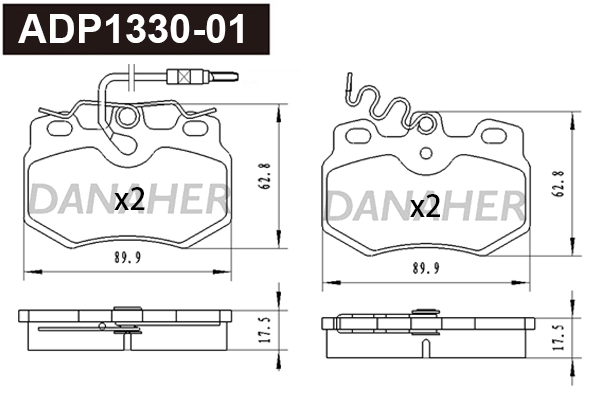 Kit de plaquettes de frein, frein à disque DANAHER ADP1330-01