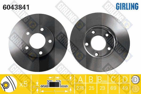 Disque de frein GIRLING 6043841