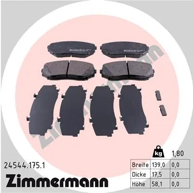 Kit de plaquettes de frein, frein à disque ZIMMERMANN 24544.175.1