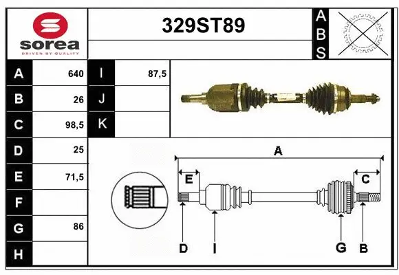 Arbre de transmission STARTCAR 329ST89