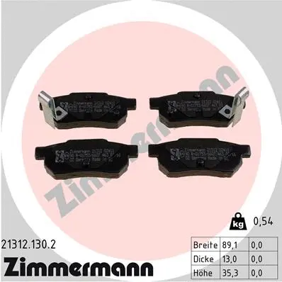 Kit de plaquettes de frein, frein à disque ZIMMERMANN 21312.130.2