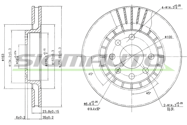 Disque de frein SIGMAUTO DBA206V