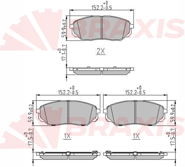 Kit de plaquettes de frein, frein à disque BRAXIS AA0676