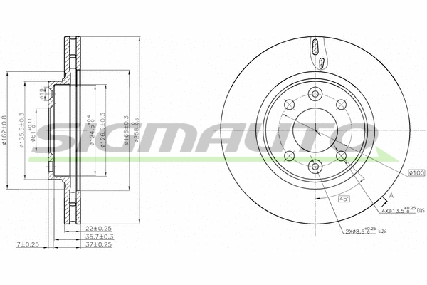 Disque de frein SIGMAUTO DBC327V