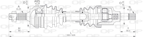 Arbre de transmission OPEN PARTS DRS6222.00