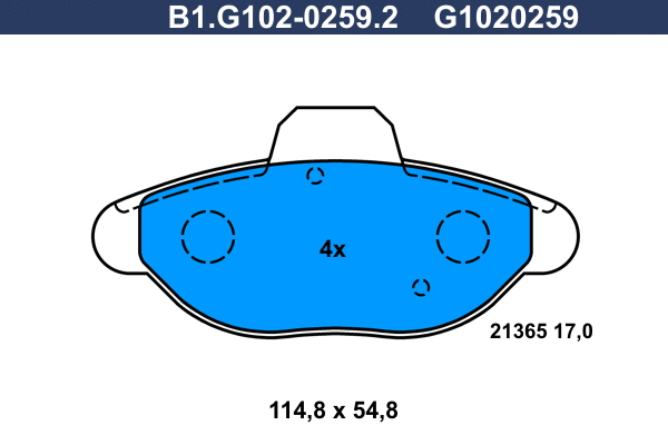 Kit de plaquettes de frein, frein à disque GALFER B1.G102-0259.2