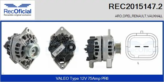 Alternateur RECOFICIAL REC2015147.2