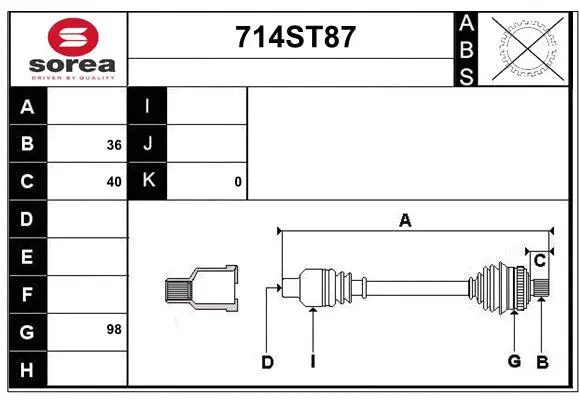 Arbre de transmission STARTCAR 714ST87