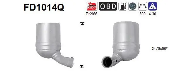 Filtre à particules / à suie, échappement AS FD1014Q