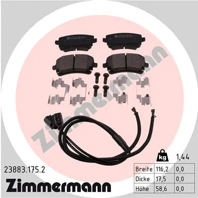 Kit de plaquettes de frein, frein à disque ZIMMERMANN 23883.175.2