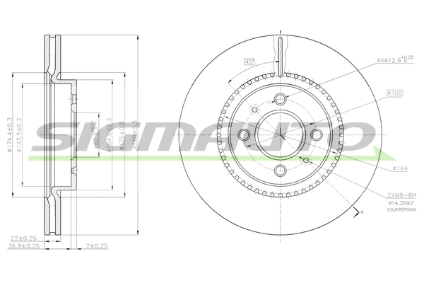 Disque de frein SIGMAUTO DBC186V