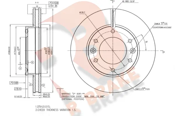 Disque de frein R BRAKE 78RBD20019
